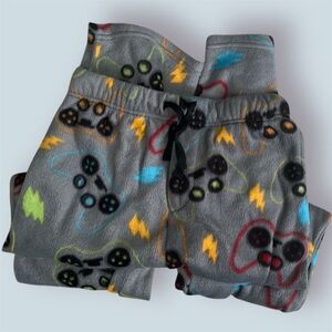 Gray Fleece Pajama Pants with Game Controller Print